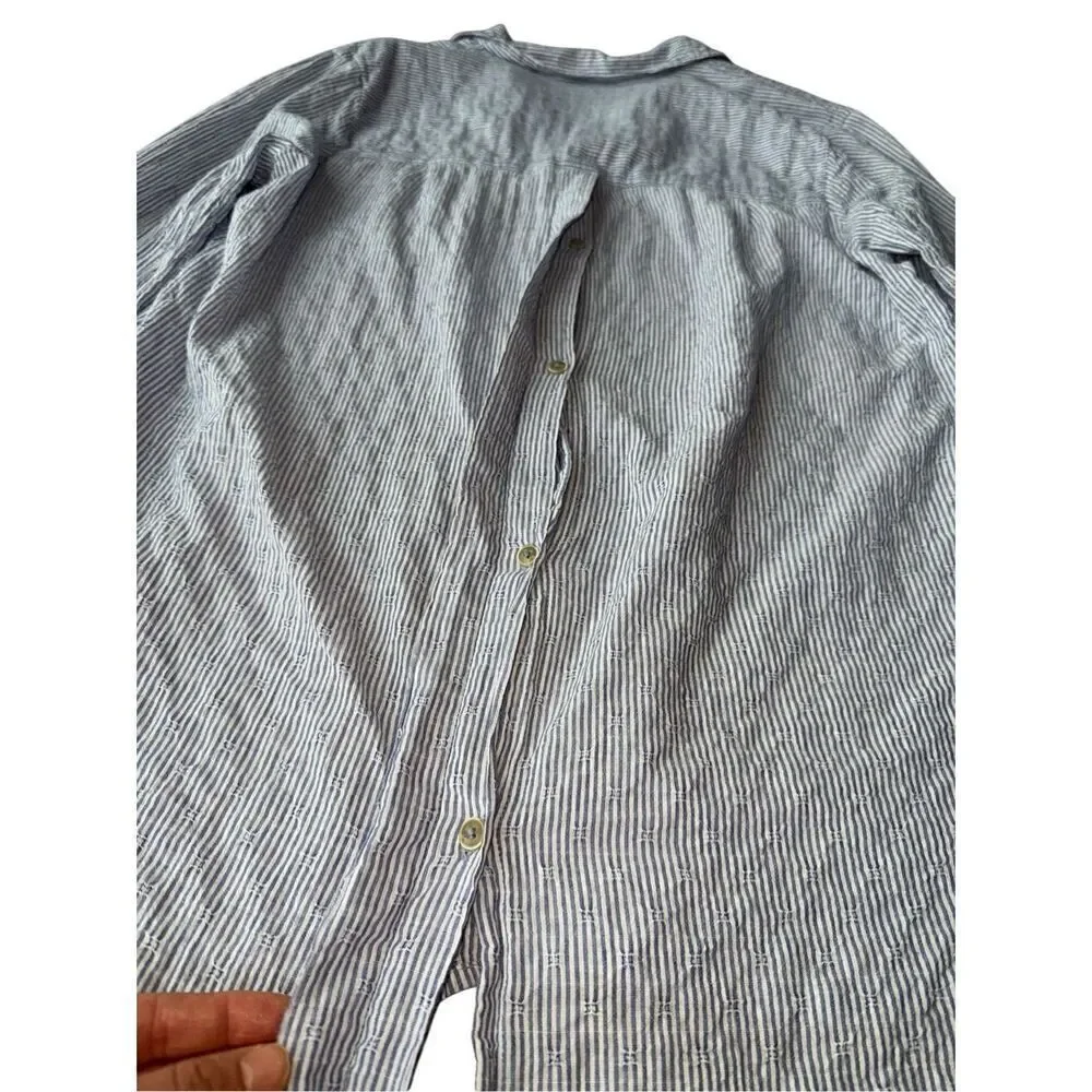 Free People No Limits Stripes Button Down Shirt In Blue